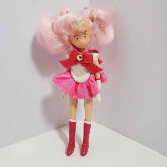 Irwin Other - Chibi Moon 5 Inch Doll 1997 Pink Hair Red White Removable Outfit Sailor